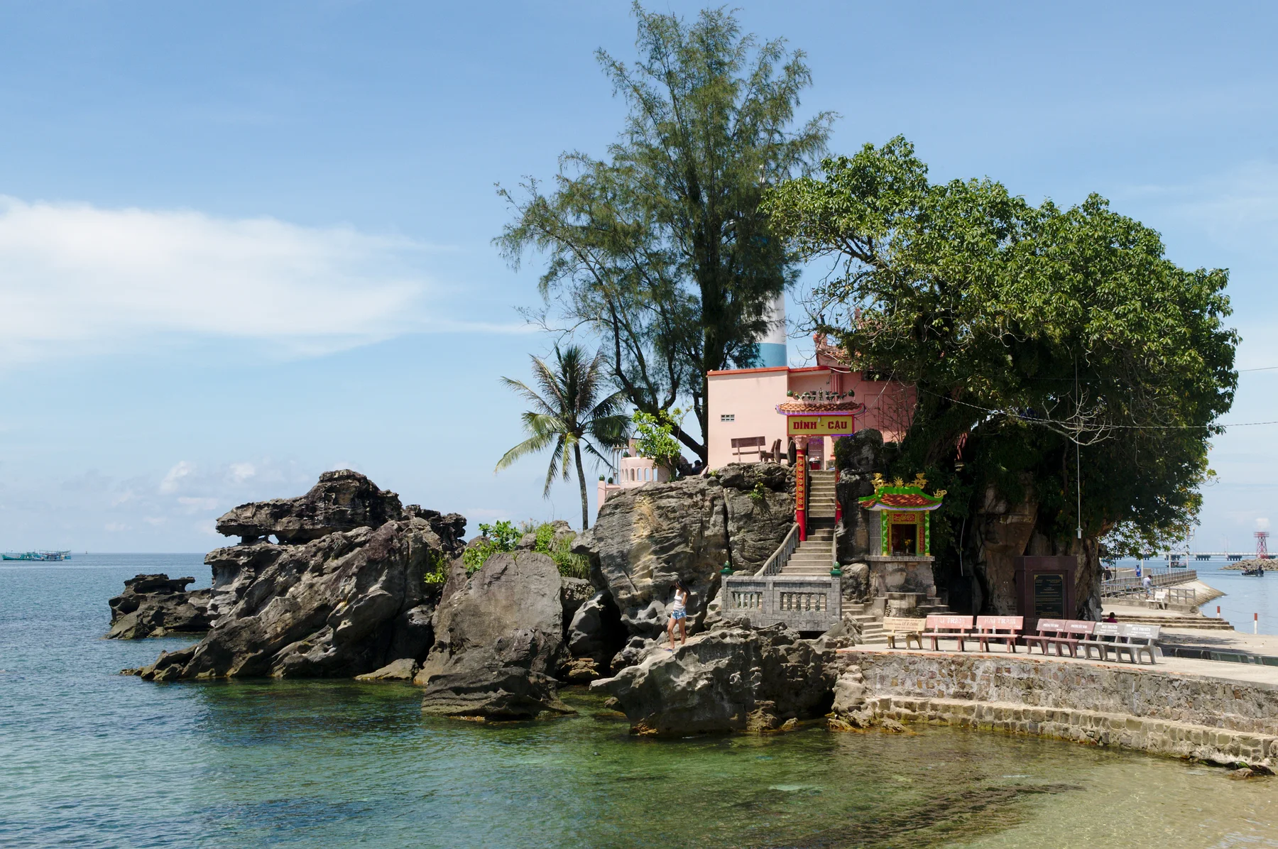 Dinh Cau shrine beside the sea in Duong Dong, photographed in 2017
